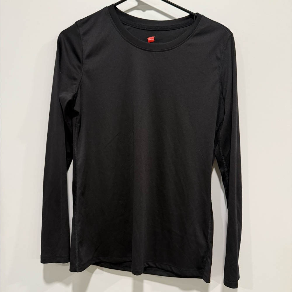 Hanes Women's Black Long Sleeve Tee